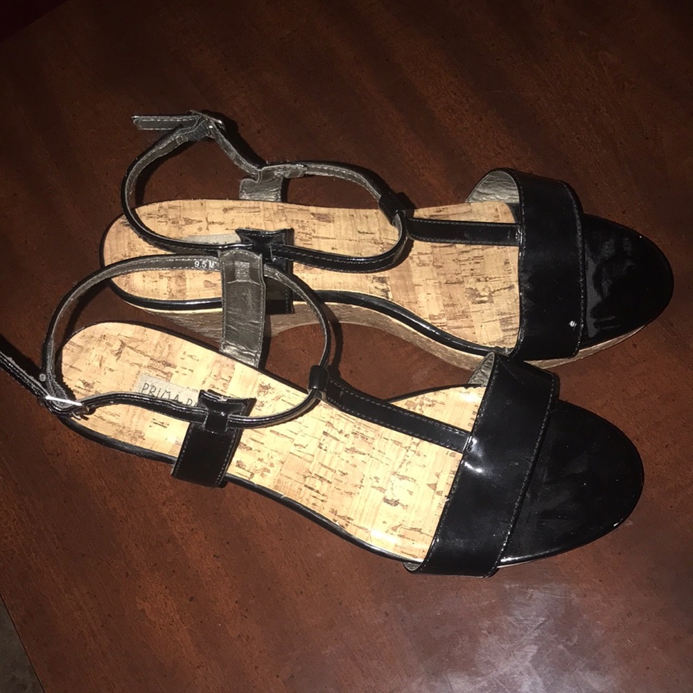 Prima Royale black strappy wedges